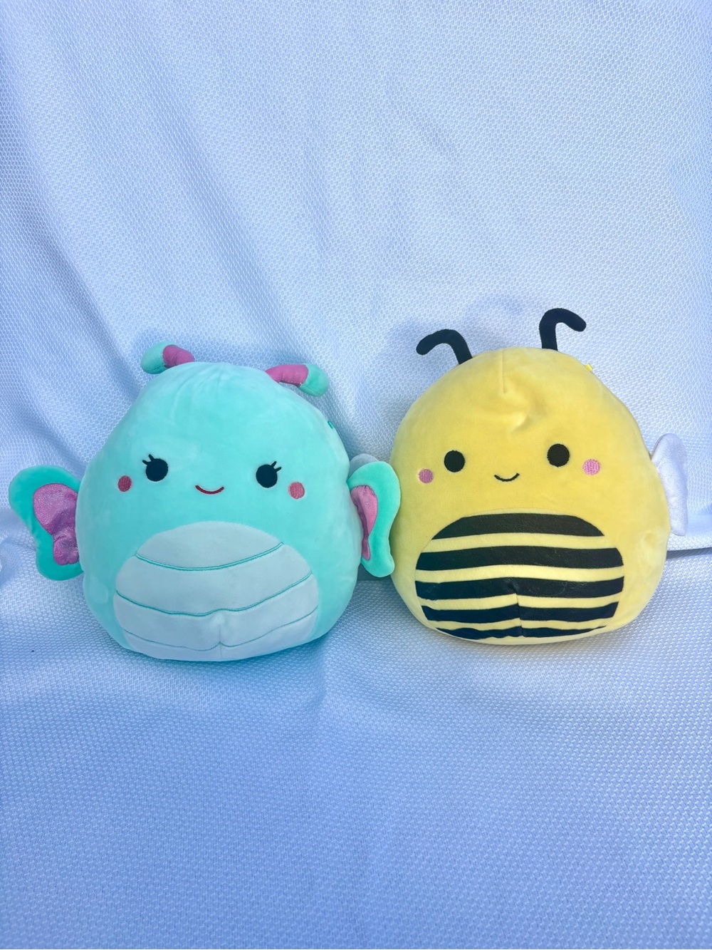 Squishmallows Blue Reina Butterfly and yellow Sunny Bee
